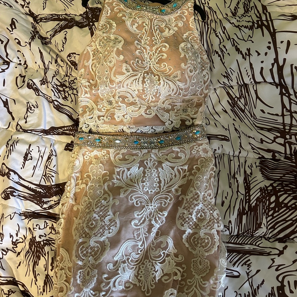 Elegant Embroidered Cream Dress